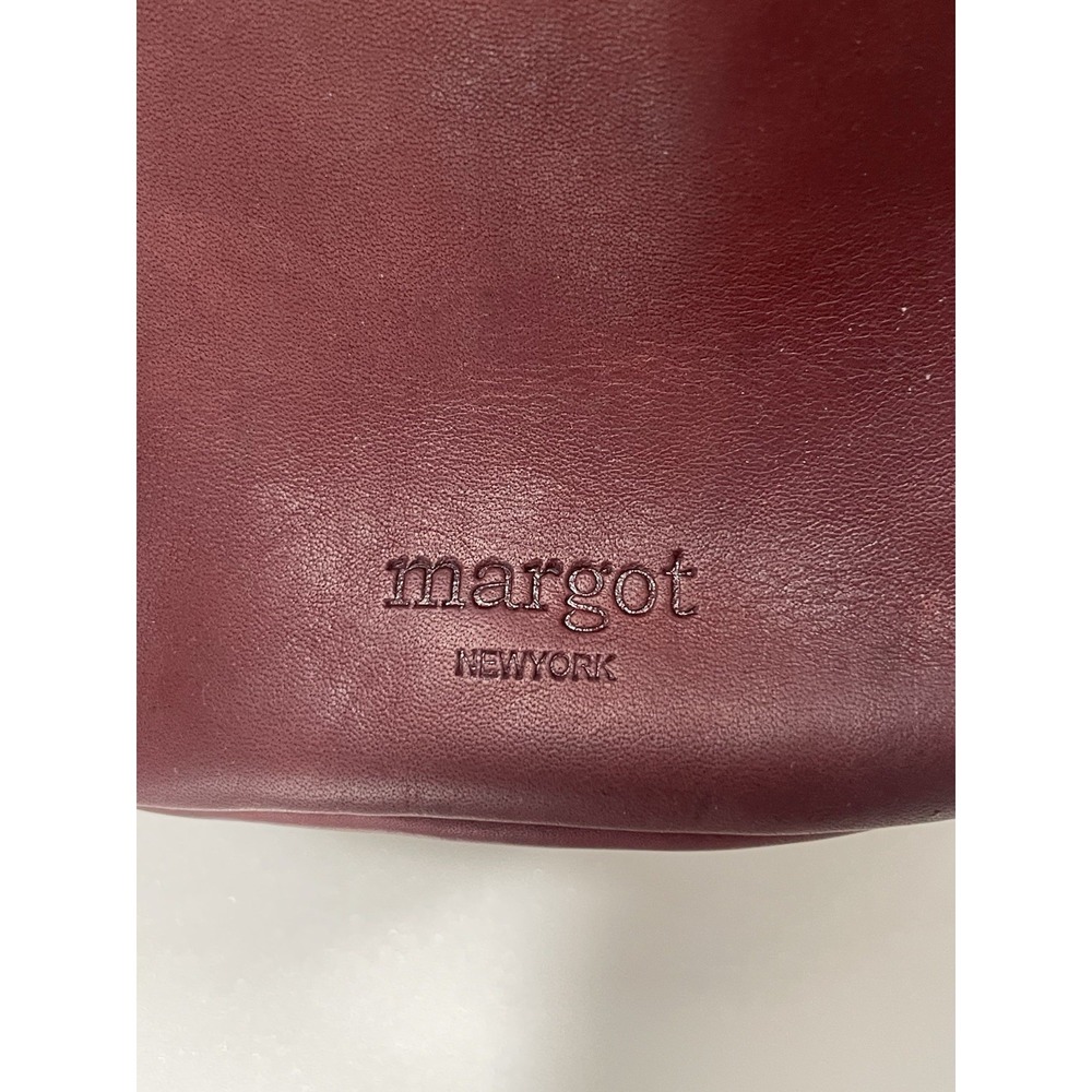 Margot New York Mini Bucket Tote Bag Burgundy Soft Leather Tassel Crossbody - Picture 4 of 8
